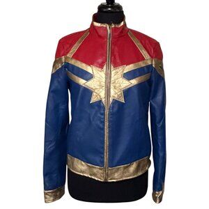 Marvel HER UNIVERSE Captain Marvel Faux Leather Junior's Jacket Size M (READ)